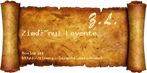 Zimányi Levente névjegykártya